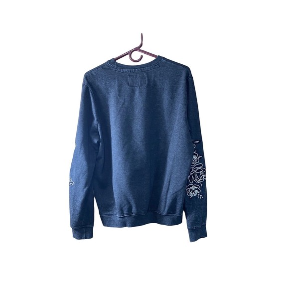 Blind Rooster Positive Embroidered Roses Pullover Sweatshirt Gray Youth Men’s - Picture 10 of 10